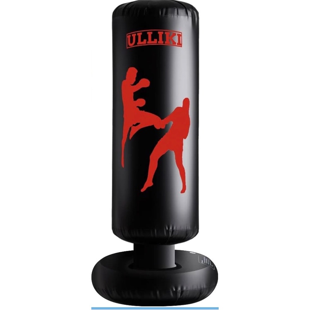 Ulliki 65 Inch Inflatable Freestanding Punching Bag Heavy Boxing Bag Black Red